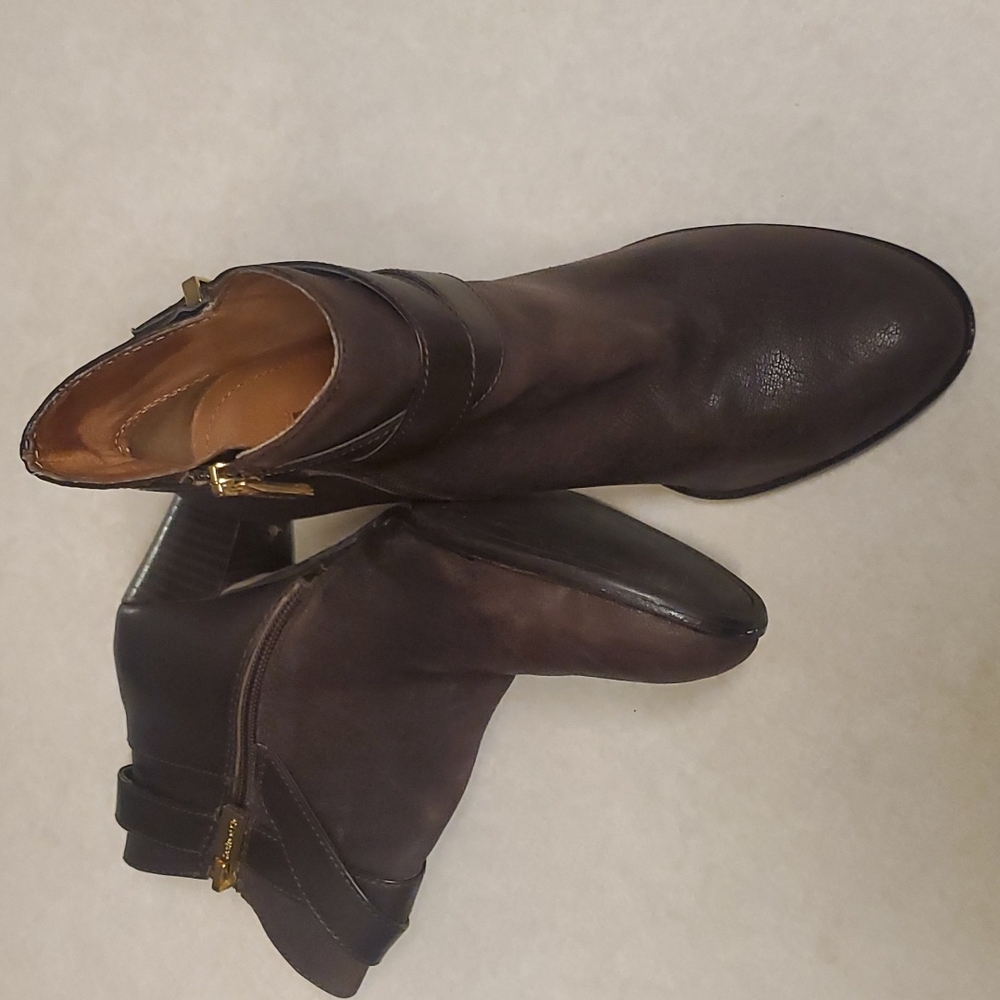Louise Et Cie Womens Lo Ranier Leather Zip Ankle Heel Booties Brown size 8.5